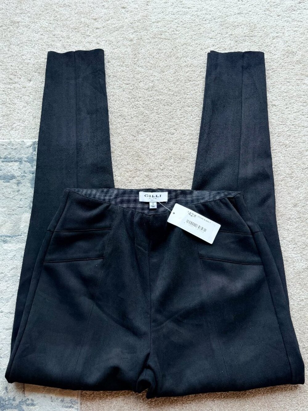 Gilli Black Soft Velvet Work Pants Stretchy Waist – Size Small